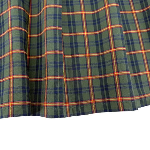 ASOS Design Curve Plaid Pleated Skirt Green Navy Size 24 Dark Academia Preppy - Picture 3 of 16
